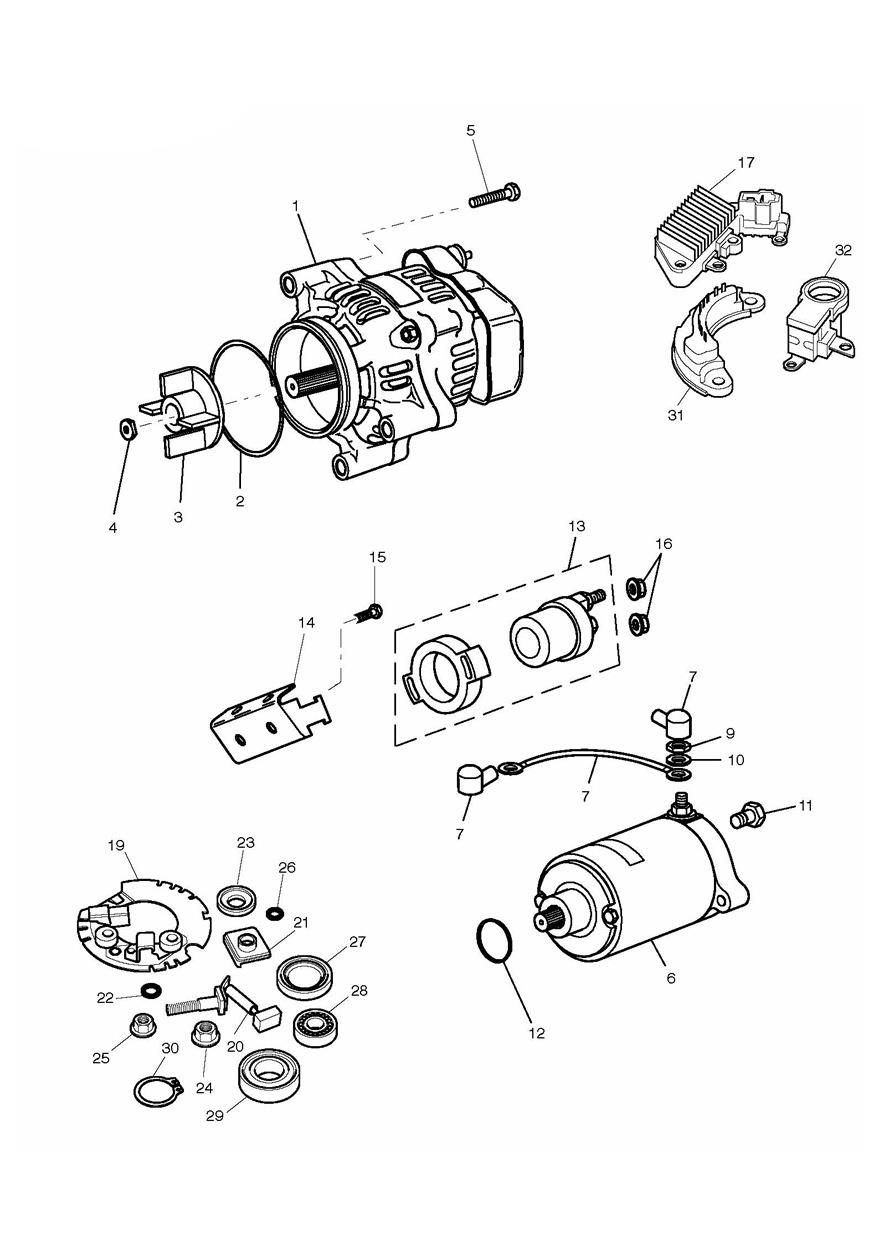 Alternator/Starter exploded diagram
