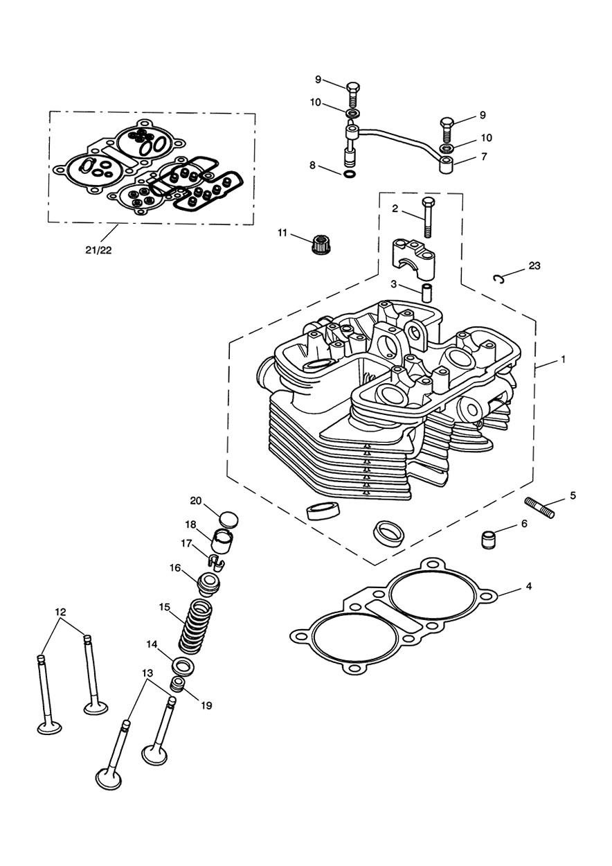 Cylinder Head and Valves exploded diagram
