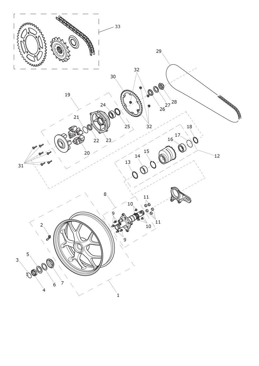 Rear Wheel & Final Drive exploded diagram