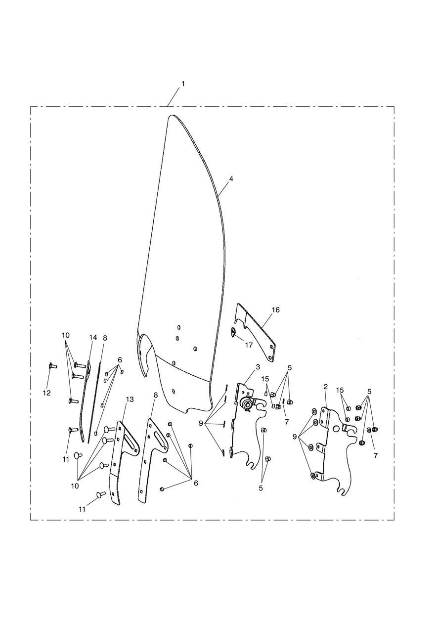 QR Roadster Screen Kit exploded diagram