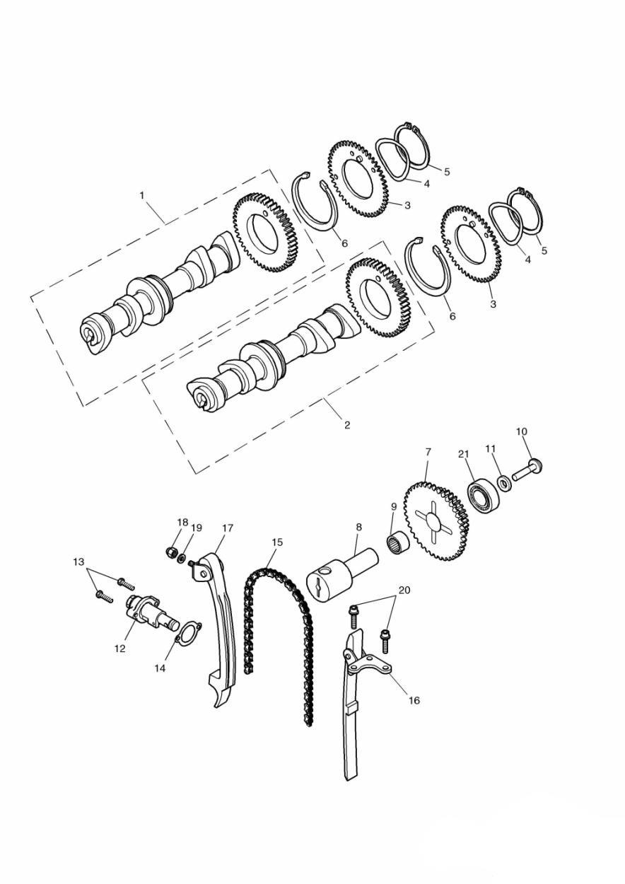 Camshaft and Drive Bonneville exploded diagram