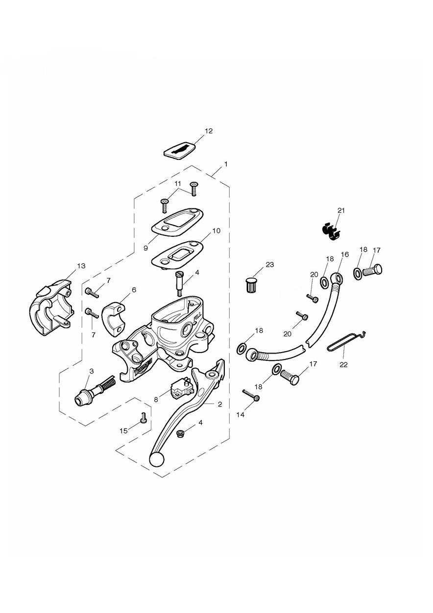 Front Brake Master Cylinder & Hoses exploded diagram