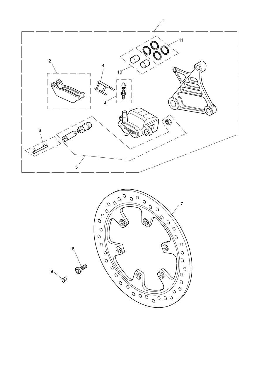 Rear Brake  Caliper & Disc exploded diagram