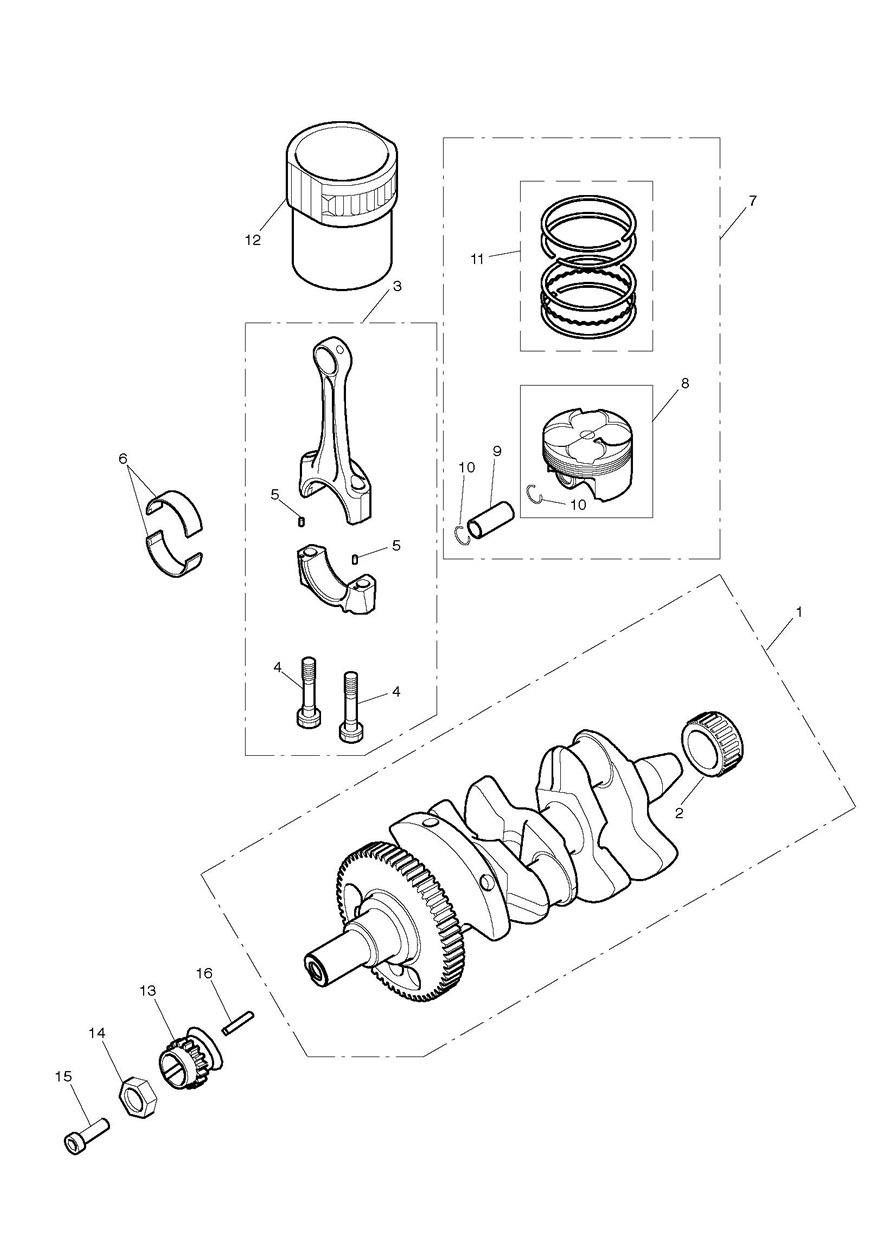 Crankshaft, Connecting Rods, Pistons & Liners exploded diagram