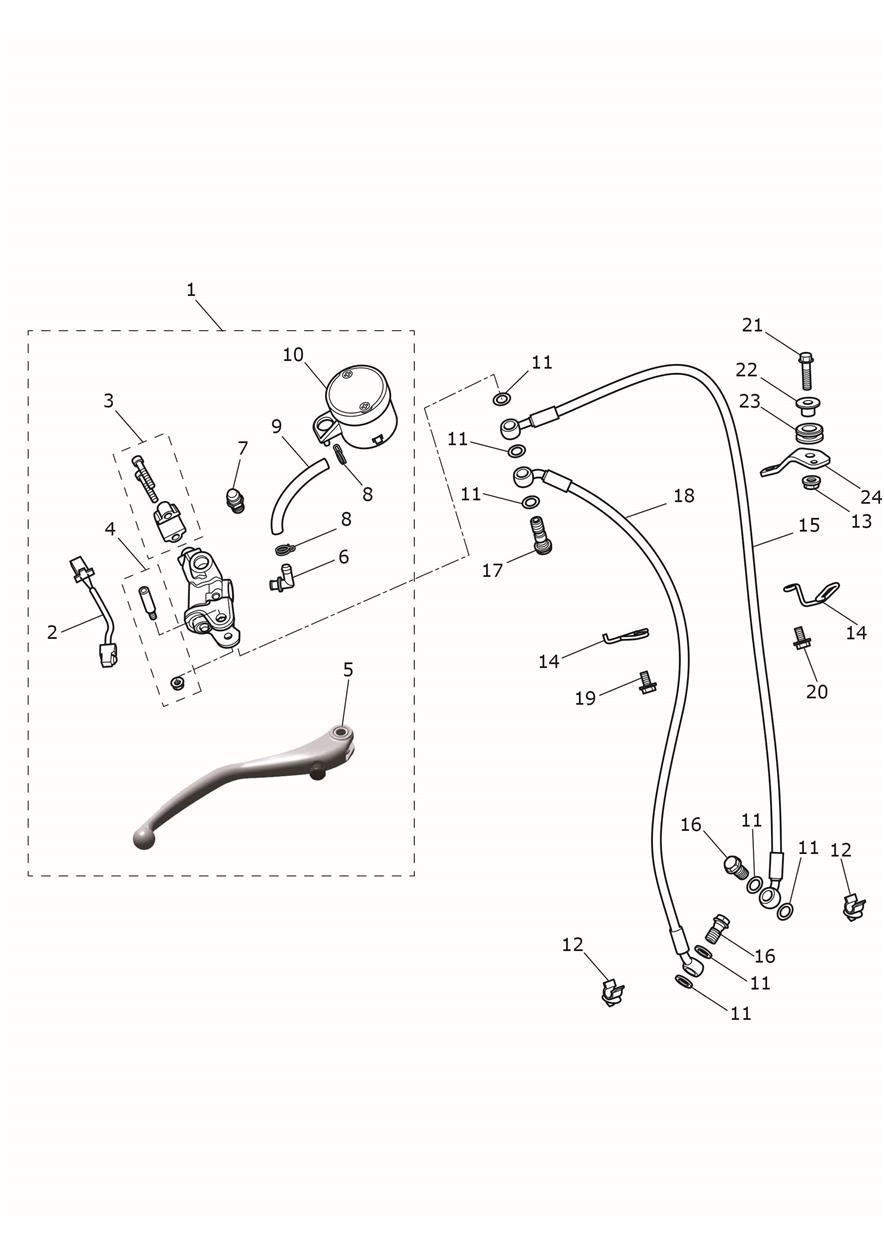 Front Brake Master Cylinder & Hoses - Daytona 675R Only exploded diagram