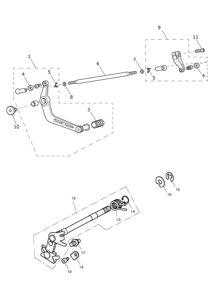Gear Change Mechanism exploded diagram