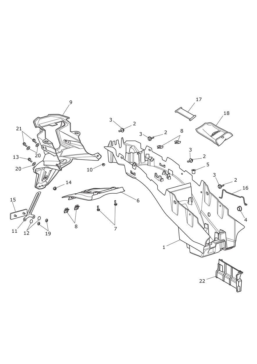 Rear Mudguard & Battery Box exploded diagram