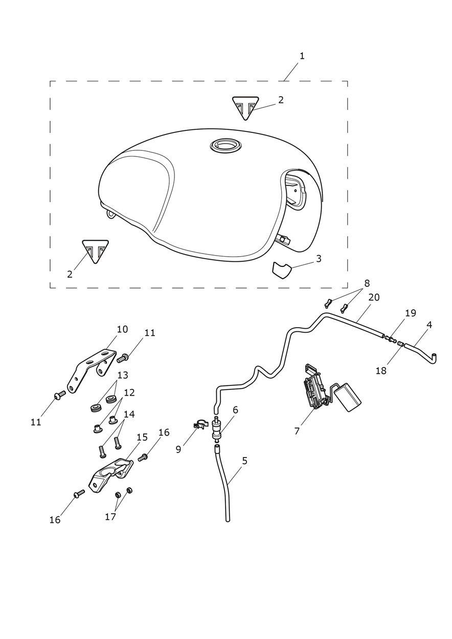 Fuel Tank - Chrome/Jet Black exploded diagram