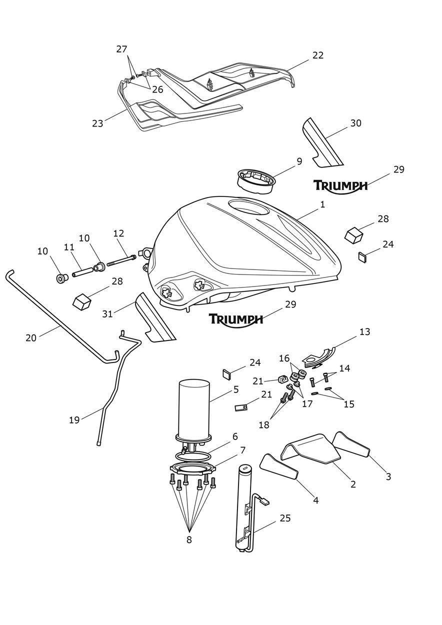 Fuel Tank, Fuel Pump & Fittings exploded diagram