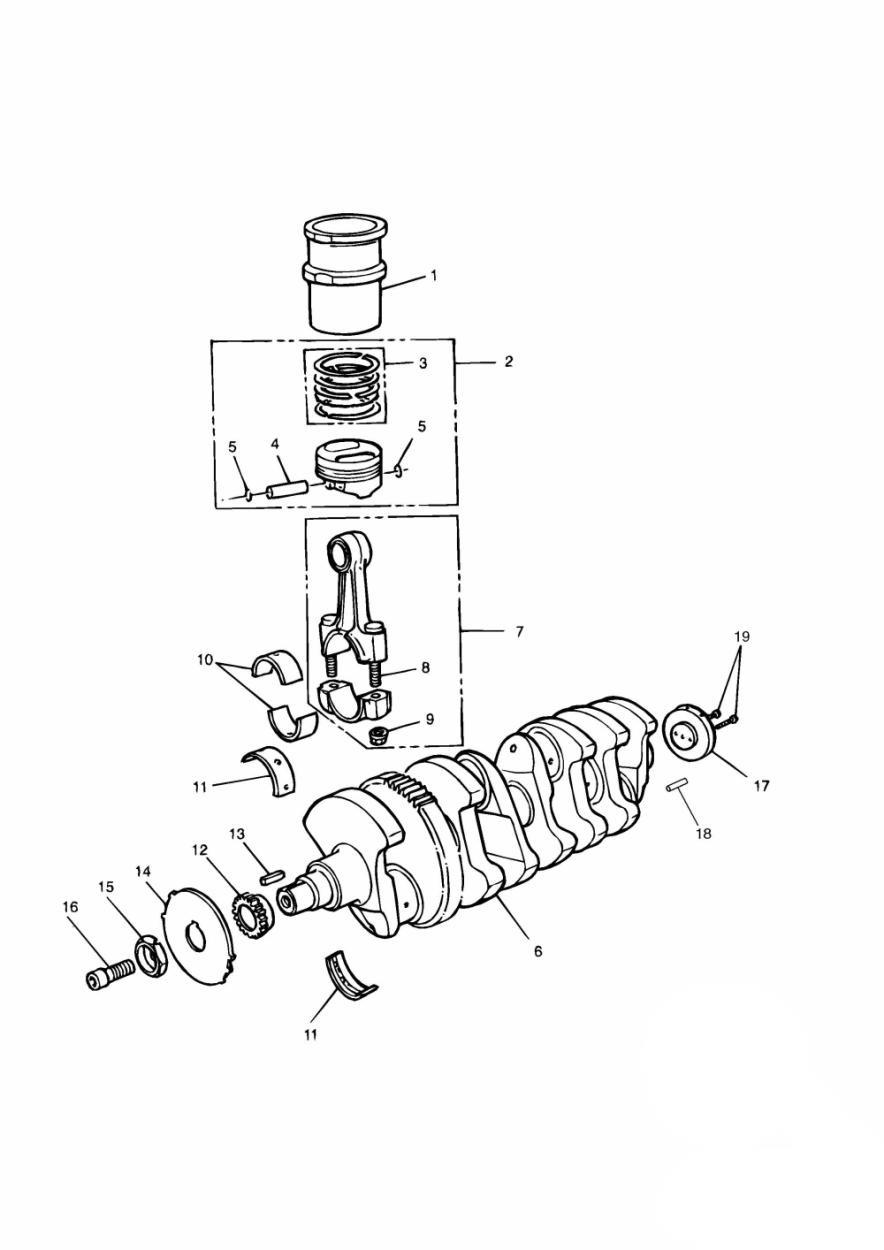 Crankshaft/Conn Rod/Pistons and Liners exploded diagram