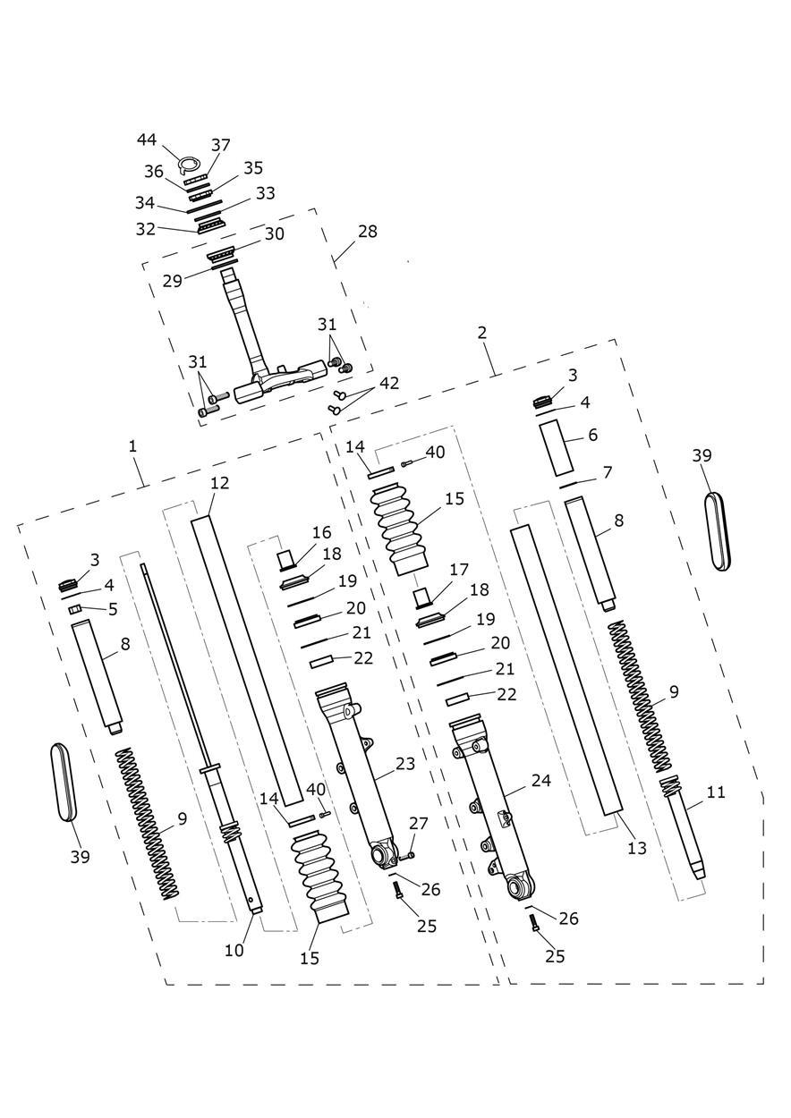 Front Forks & Lower Yoke exploded diagram