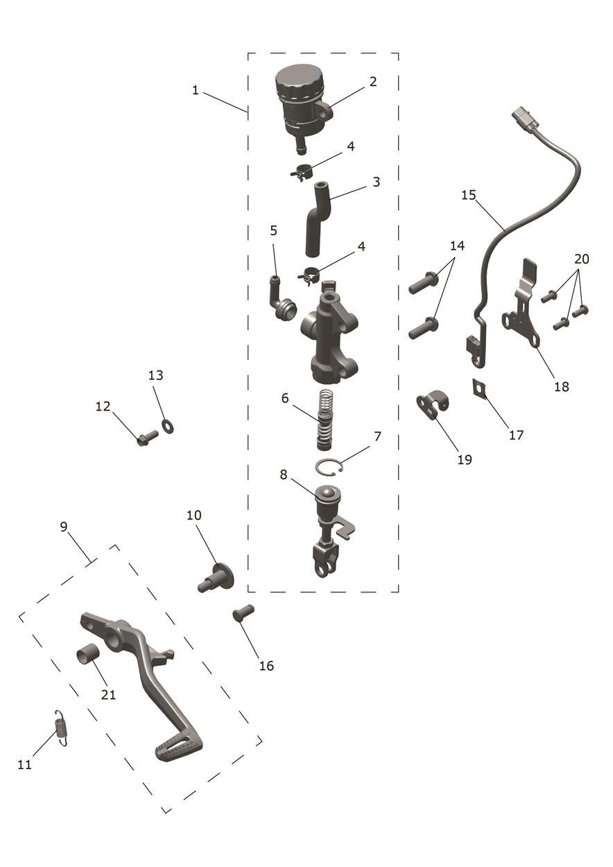 Rear Brake Master Cylinder exploded diagram