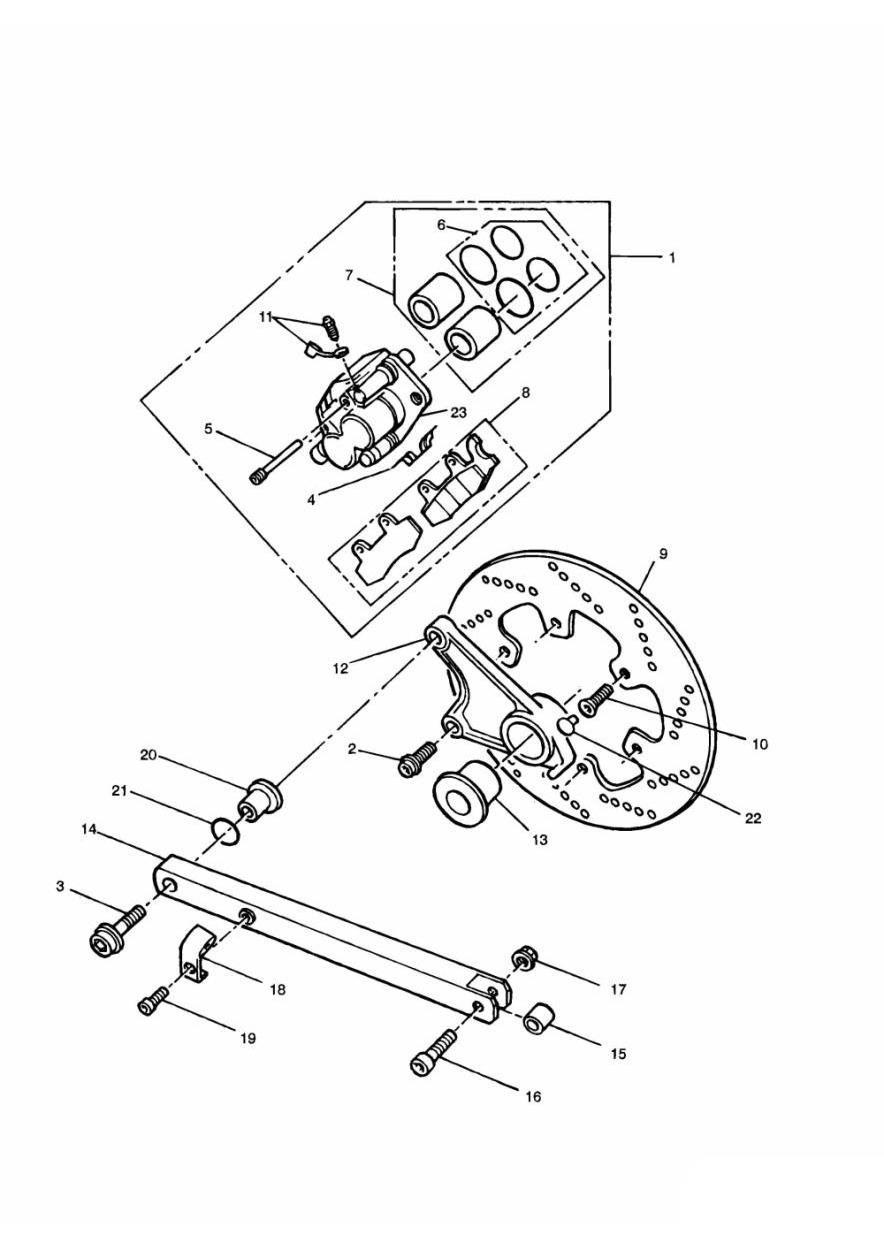 Rear Brake Disc and Caliper exploded diagram