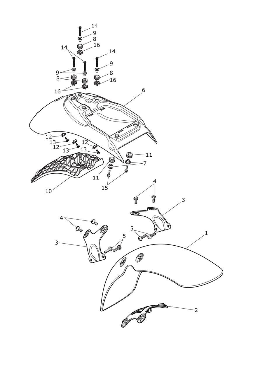 Mudguards exploded diagram