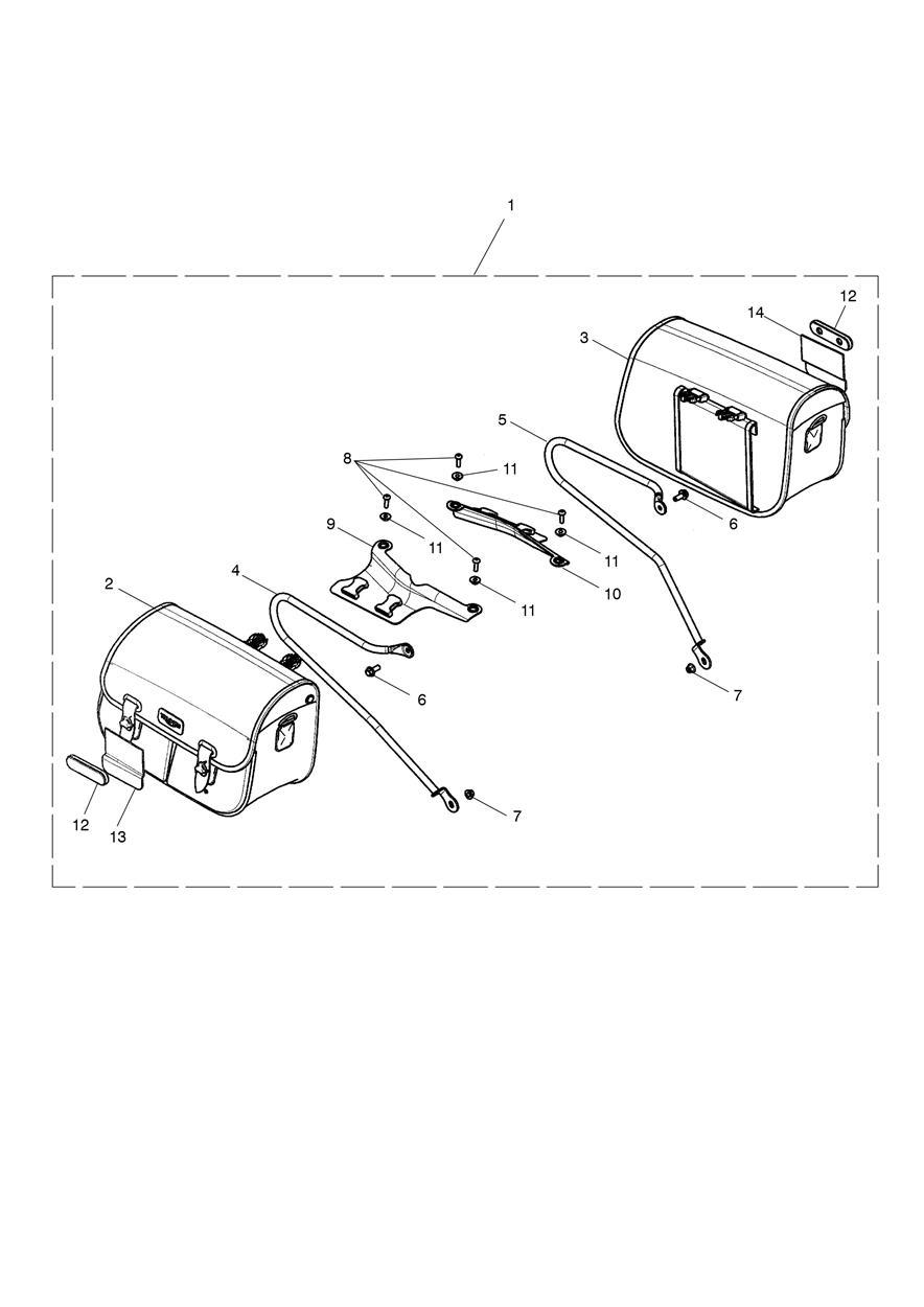 Panniers, Waxed Cotton, Olive exploded diagram