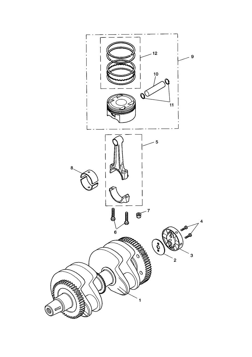 Crankshaft/Conn Rod and Pistons - Bonneville exploded diagram