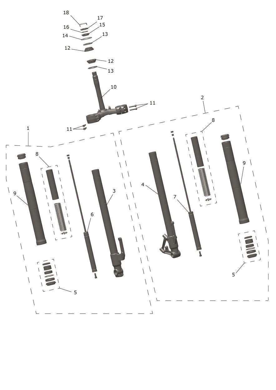 Front Forks & Lower Yoke exploded diagram