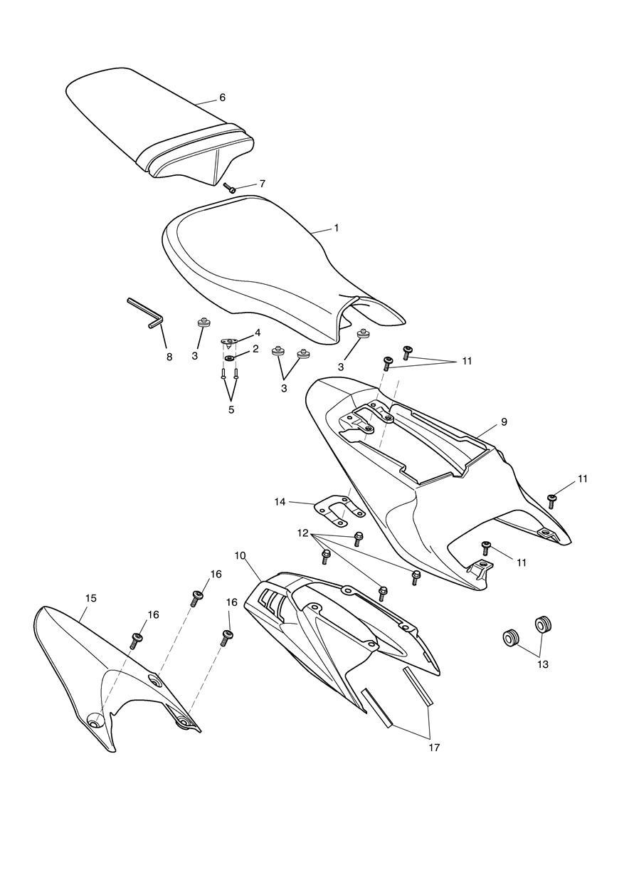 Rear Bodywork & Seat exploded diagram