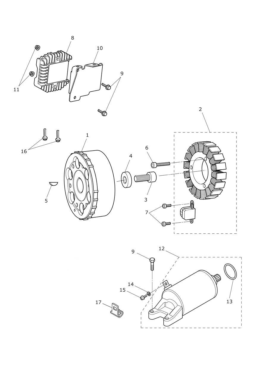 Starter & Alternator exploded diagram