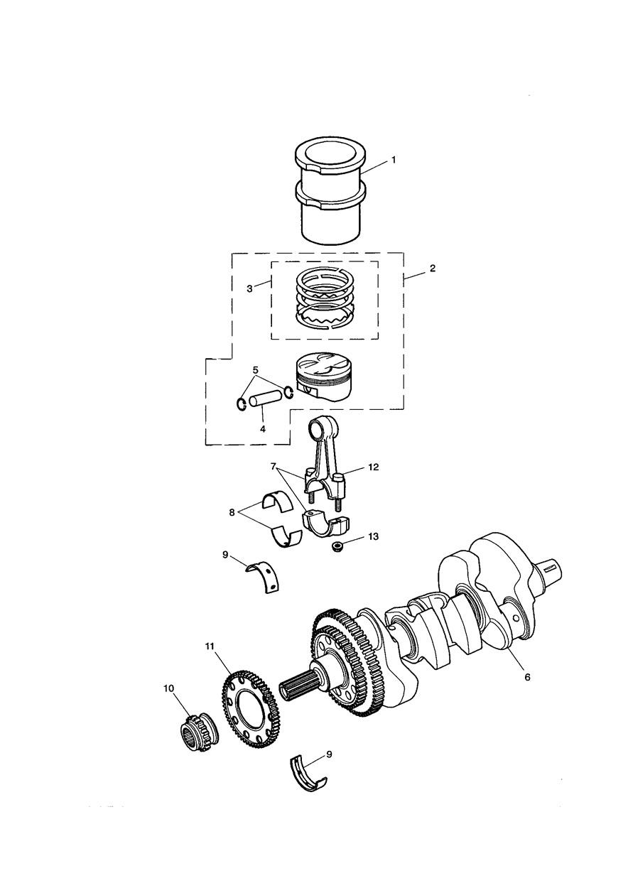 Crankshaft/Conn Rod/Pistons and Liners exploded diagram