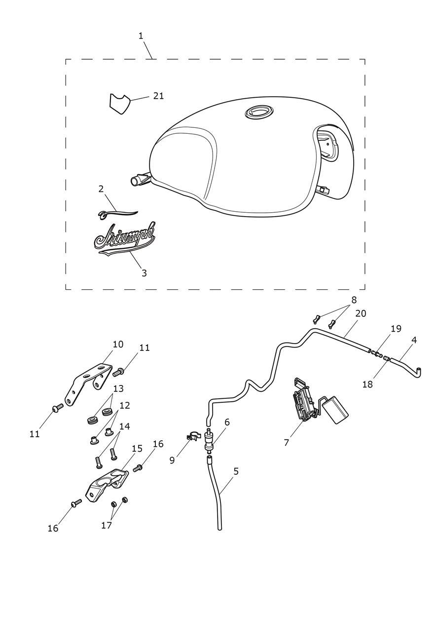 Fuel Tank - Sapphire Black/Aluminium Silver Icon Edition exploded diagram