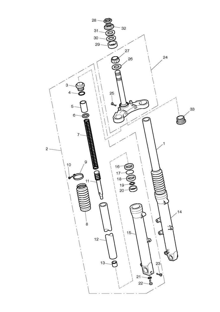 Front Forks & Lower Yoke exploded diagram
