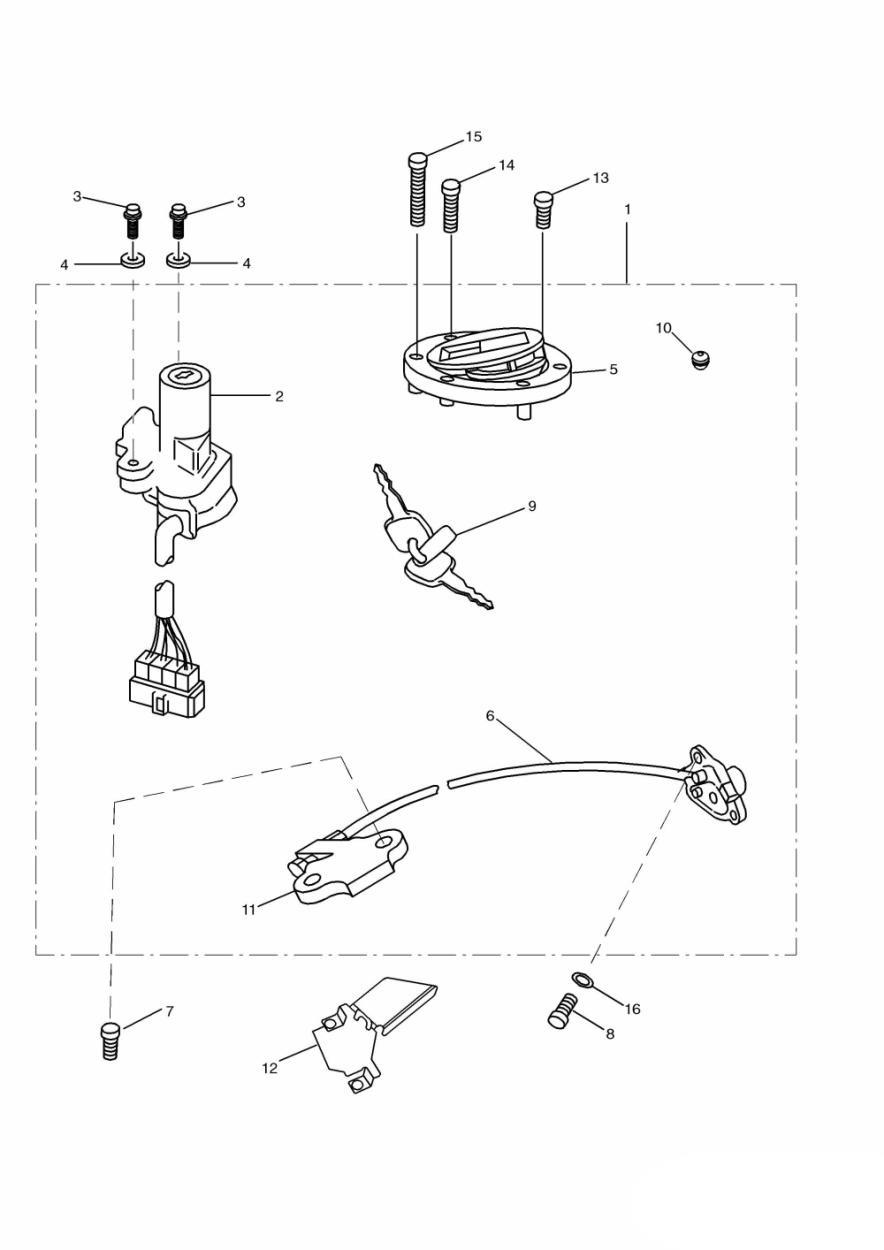 Ignition Switch/Seat Lock exploded diagram