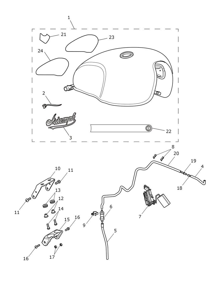Fuel Tank - Sapphire Black/Aluminium Silver Icon Edition exploded diagram