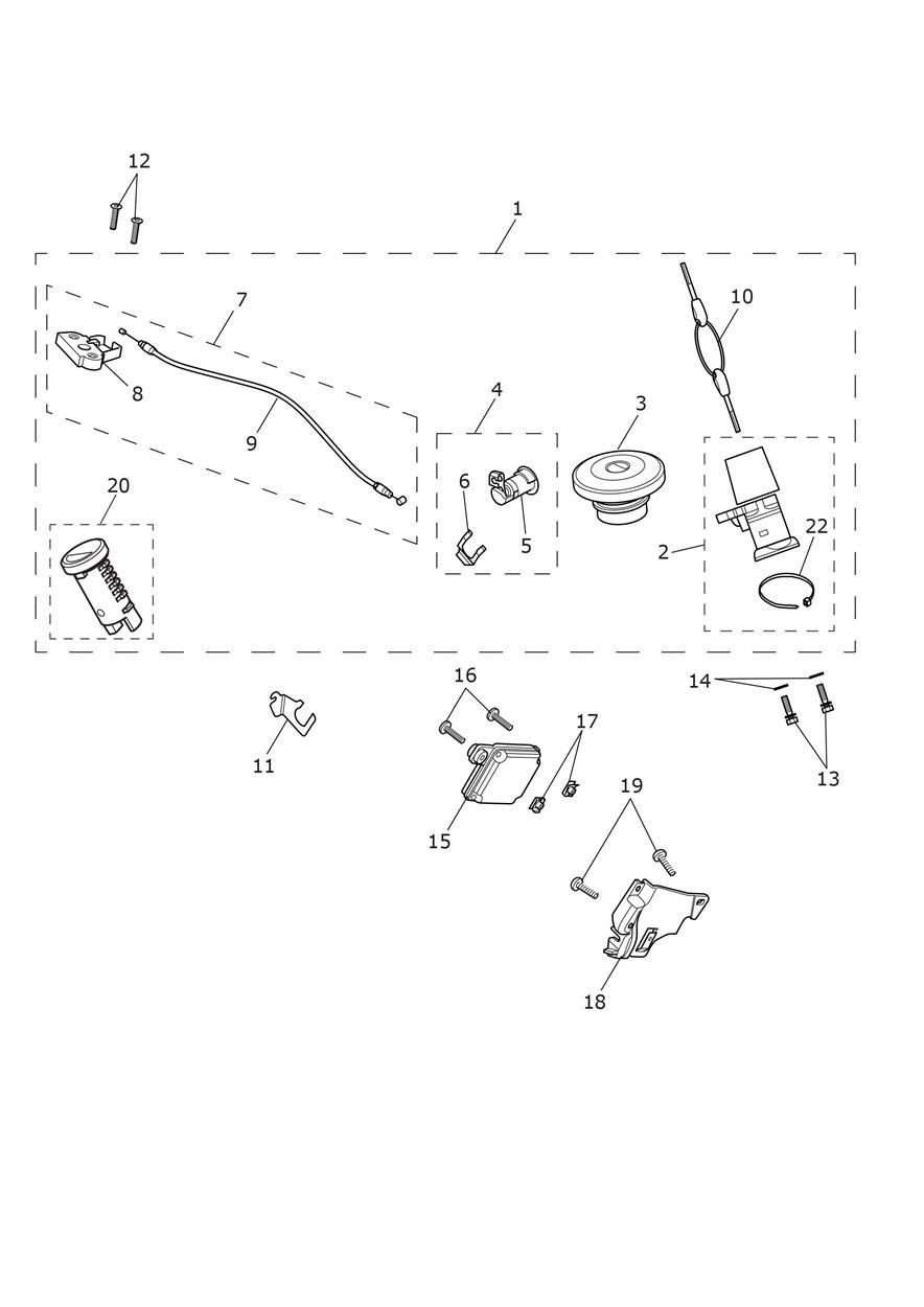 Ignition Switch & Lockset exploded diagram