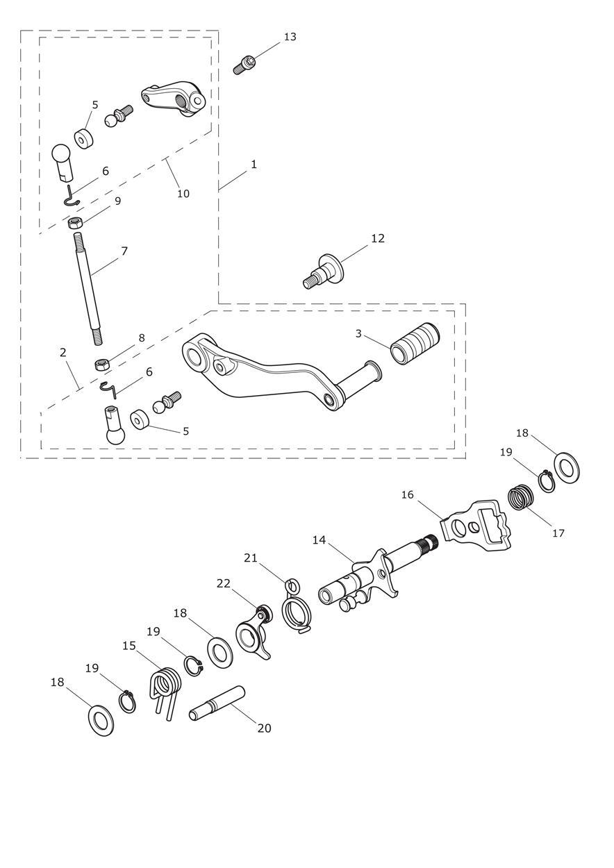 Gear Change Mechanism exploded diagram