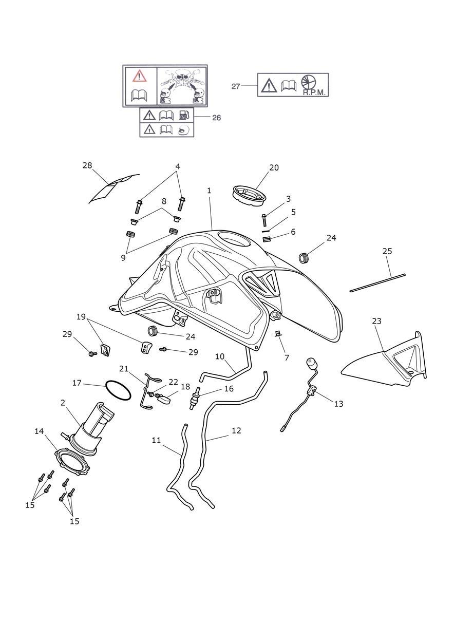 Fuel Tank, Fuel Pump & Fittings exploded diagram