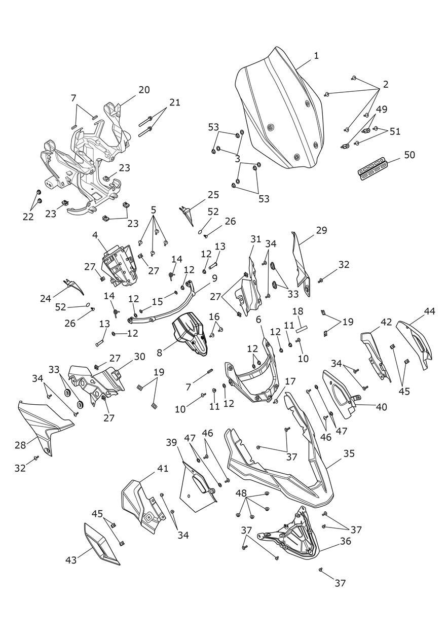 Cockpit Fairings exploded diagram