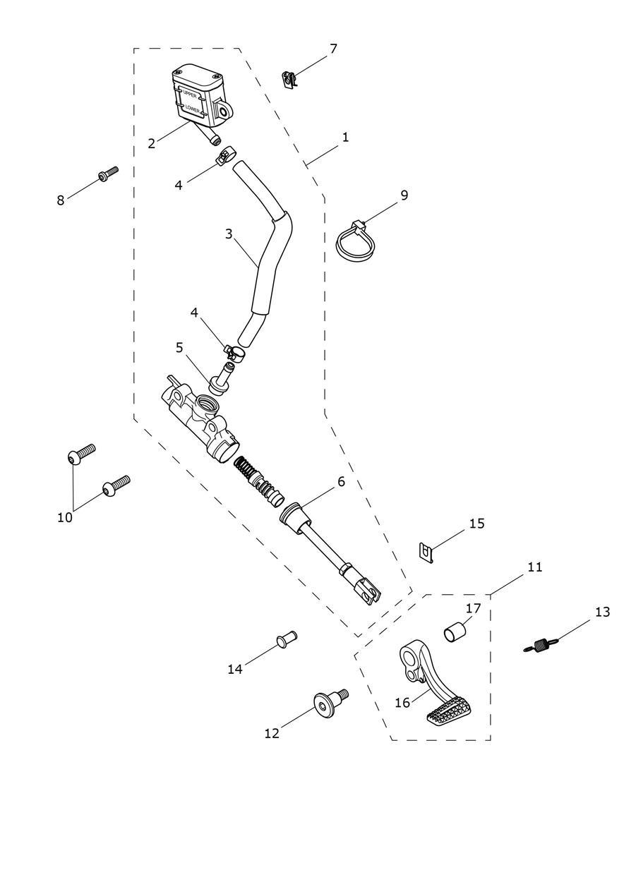 Rear Brake Master Cylinder exploded diagram