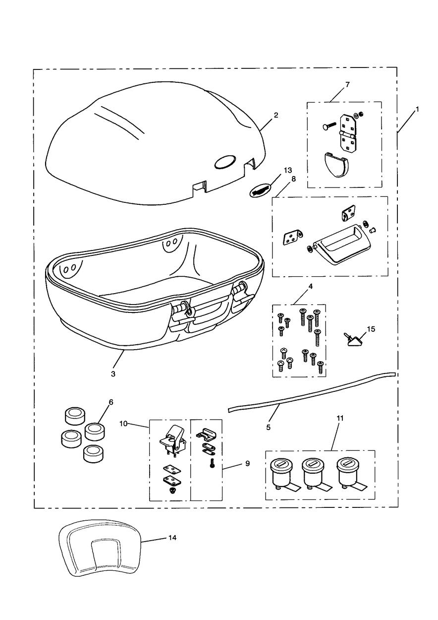 Colour Coordinated Top Box (from VIN 55072) exploded diagram