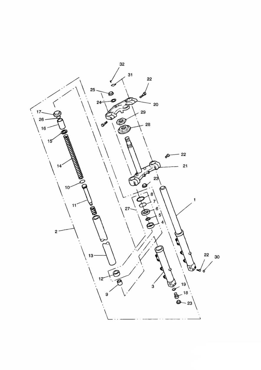 Front Forks and Yokes exploded diagram