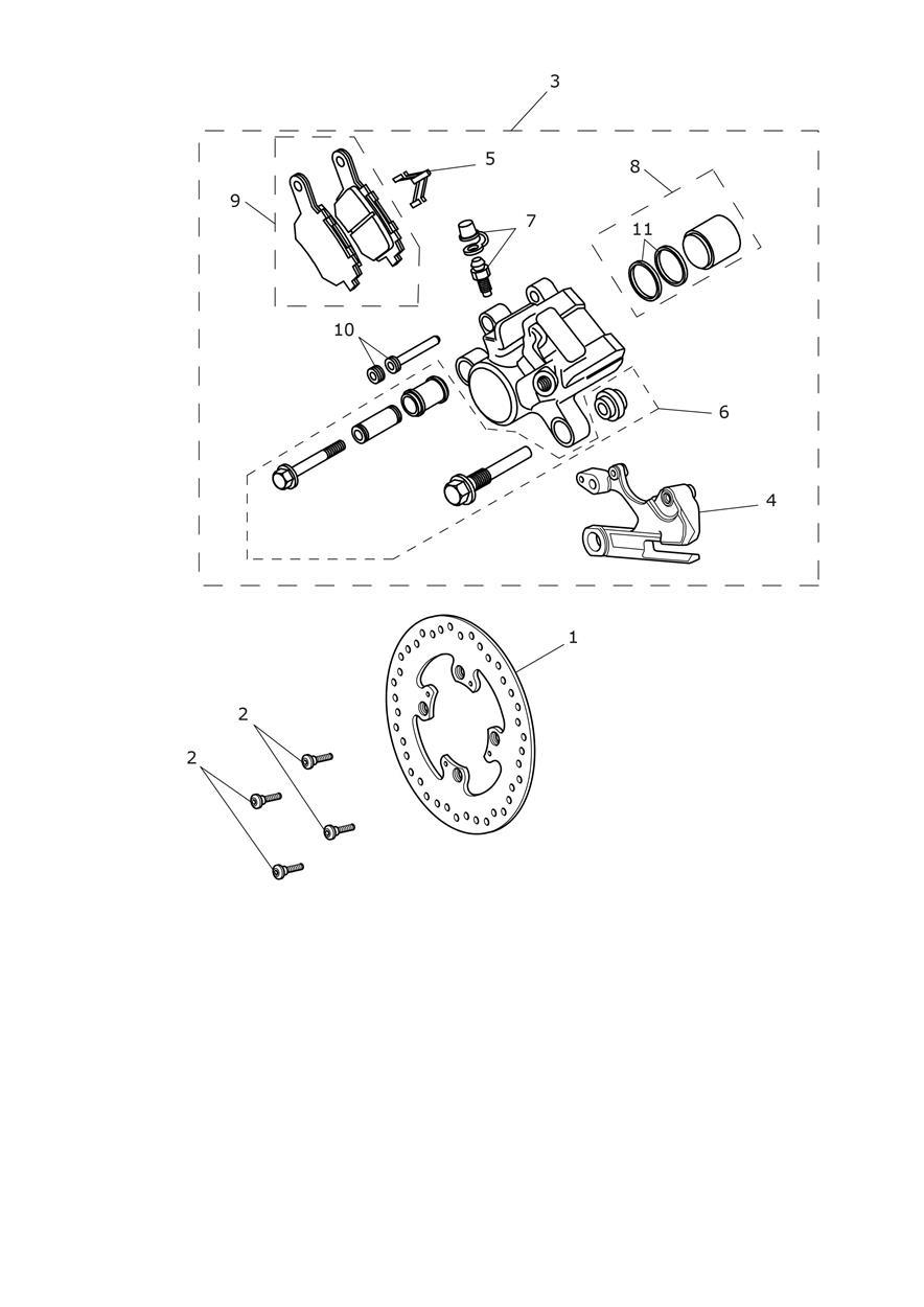Rear Brake & Disc exploded diagram