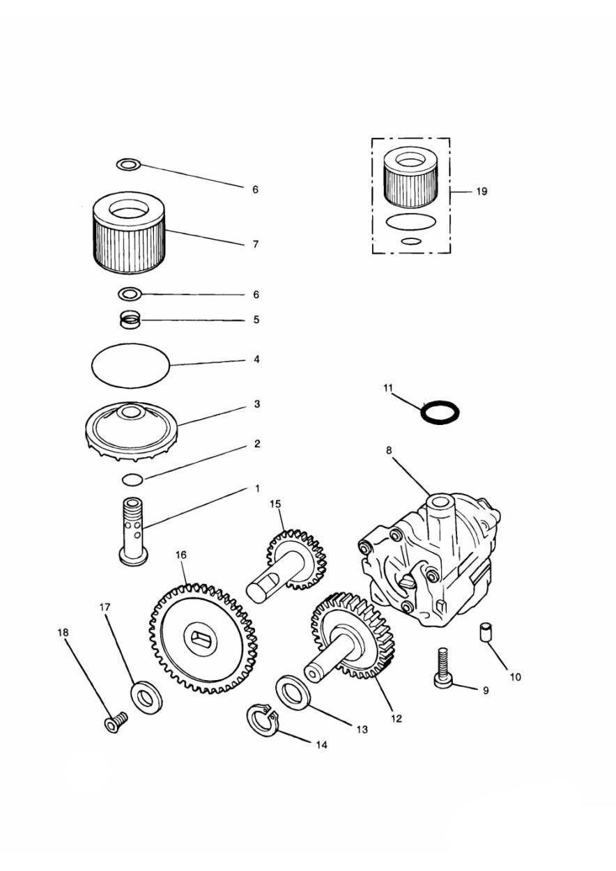 Oil Pump, Oil Pump Drive & Oil Filter exploded diagram