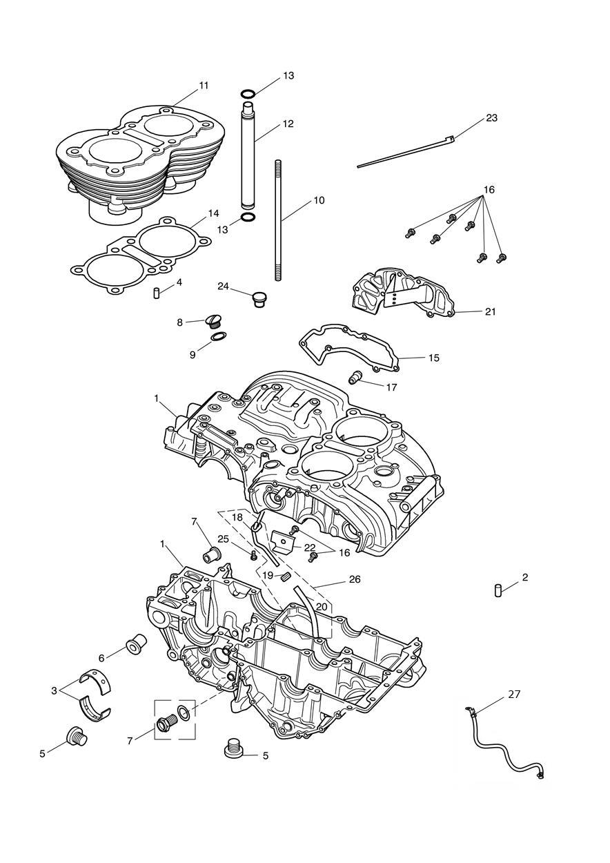 Crankcase & Fittings exploded diagram