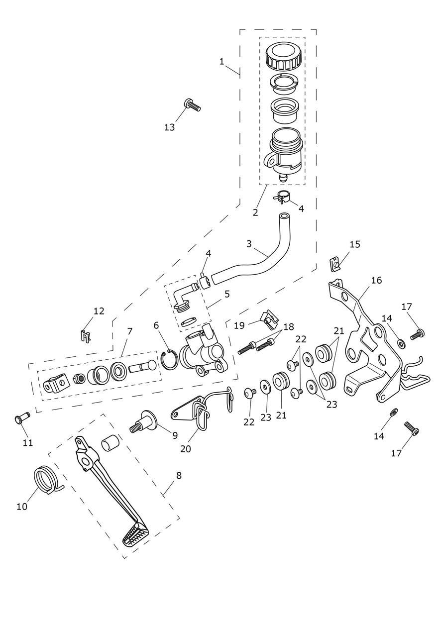 Rear Brake Master Cylinder exploded diagram