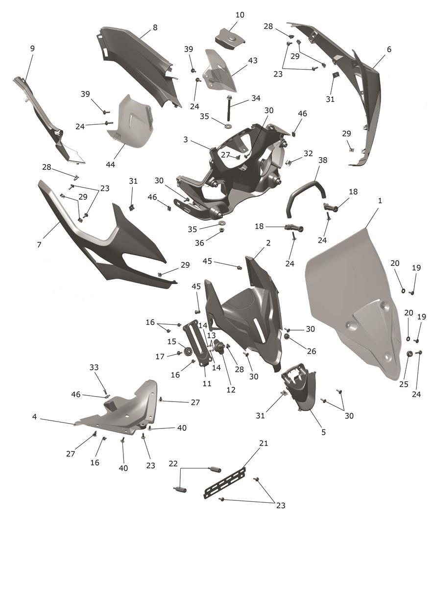 Cockpit exploded diagram
