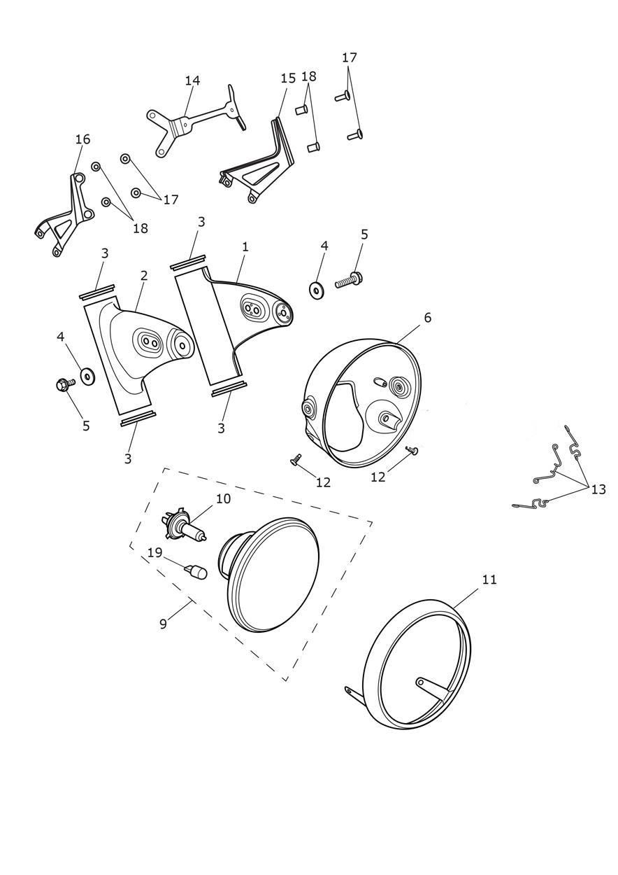 Headlights exploded diagram