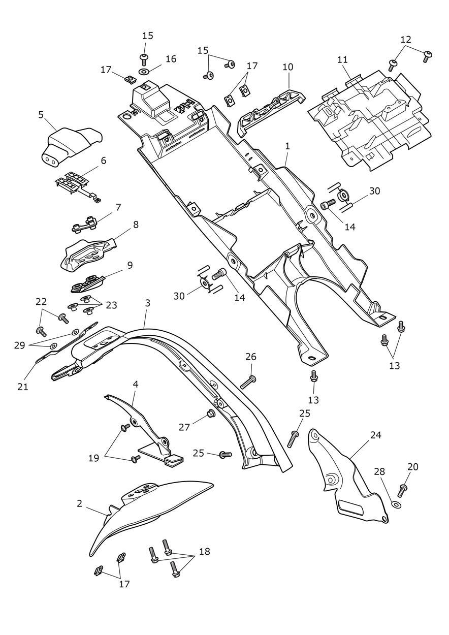 Rear Mudguard exploded diagram