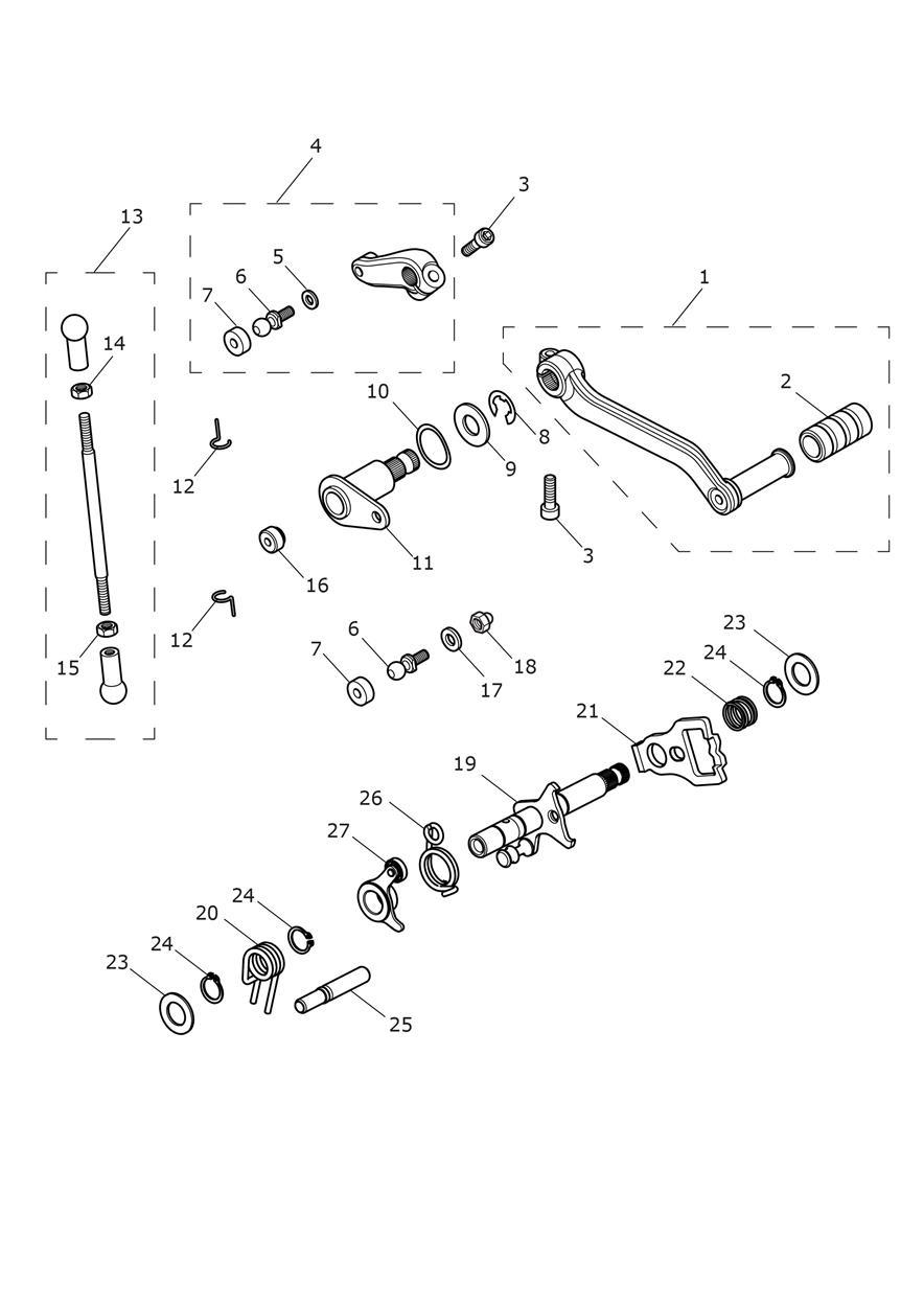 Gear Change Mechanism - N/A to Alpine Edition exploded diagram
