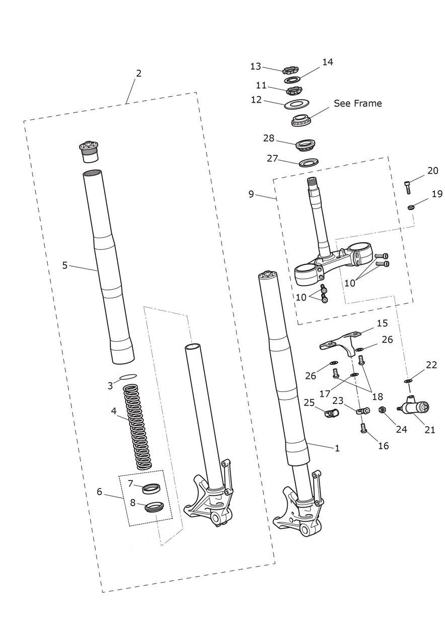 Front Forks & Yokes - Daytona 675R Only exploded diagram