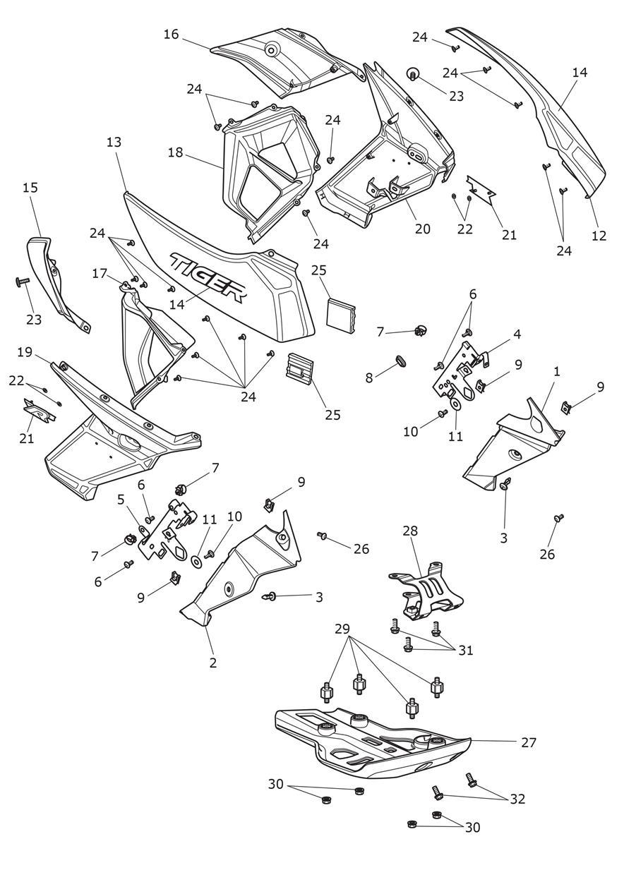 Fairings & Sumpguard exploded diagram