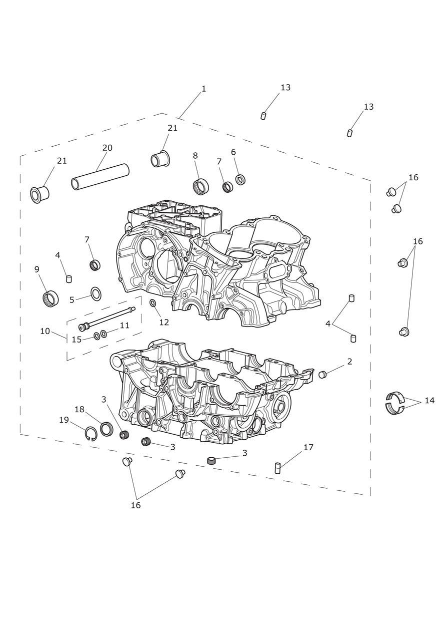 Crankcase & Fittings exploded diagram