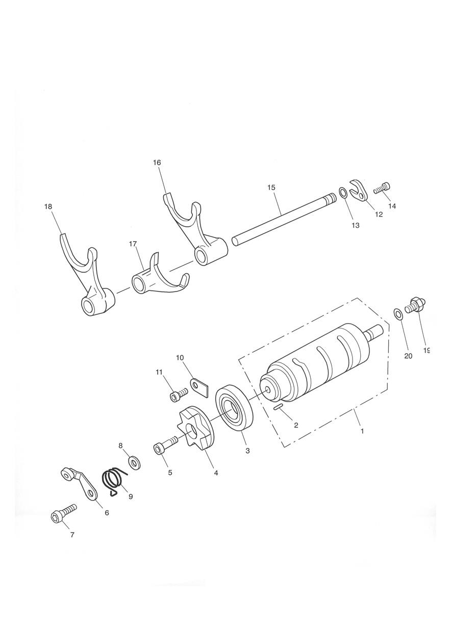 Gear Selector Drum exploded diagram