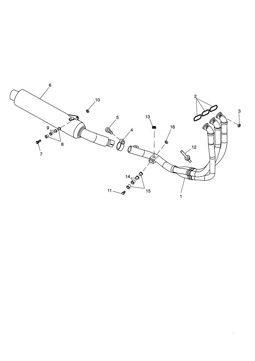 Exhaust System Single sided swingarm exploded diagram