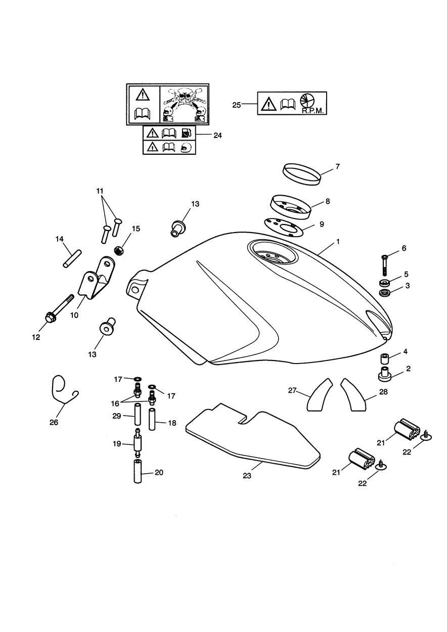 Fuel Tank/Fuel Pump/Fittings Jet Blk/Neon Blue; Roulette Green; Fusion White exploded diagram