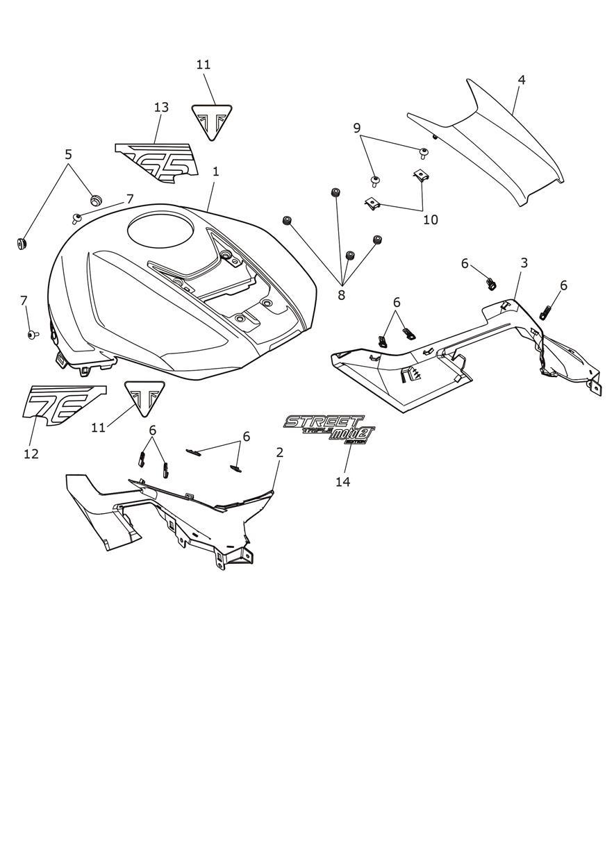 Fuel Tank Bodywork exploded diagram